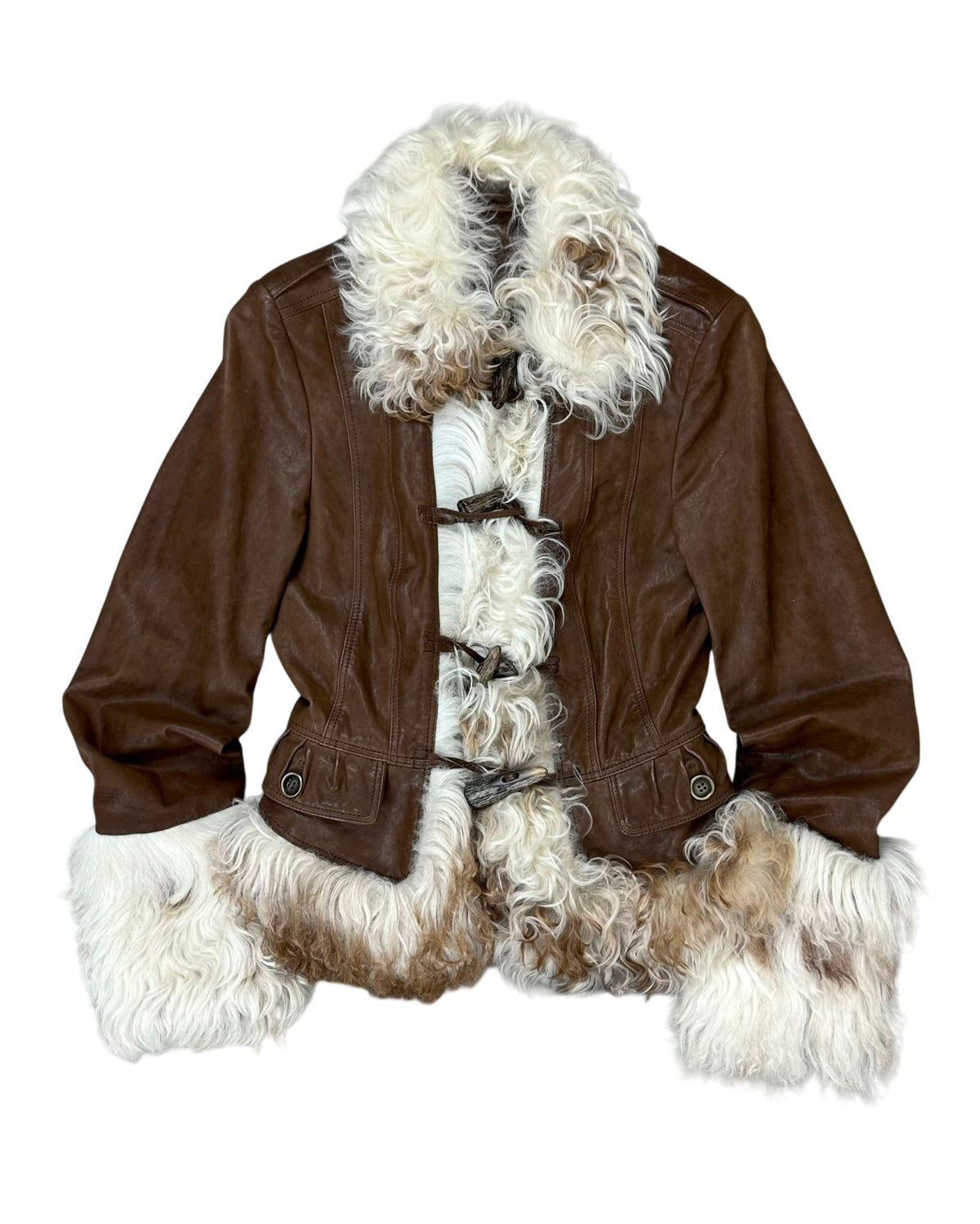 Burberry Shearling Trim Brown Lambskin Jacket