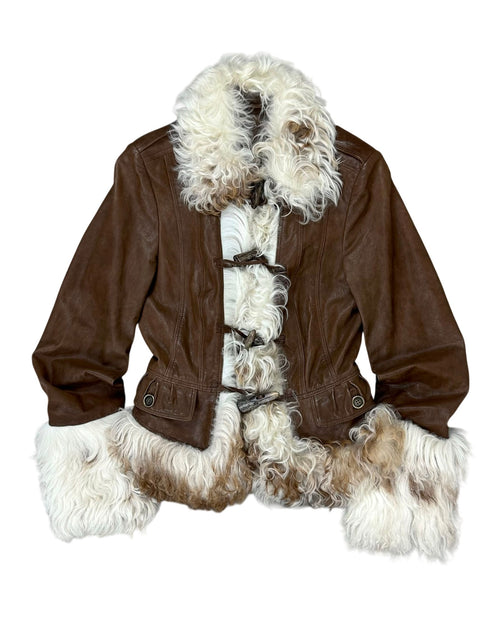 Burberry Shearling Trim Brown Lambskin Jacket
