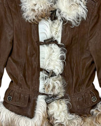 Burberry Shearling Trim Brown Lambskin Jacket