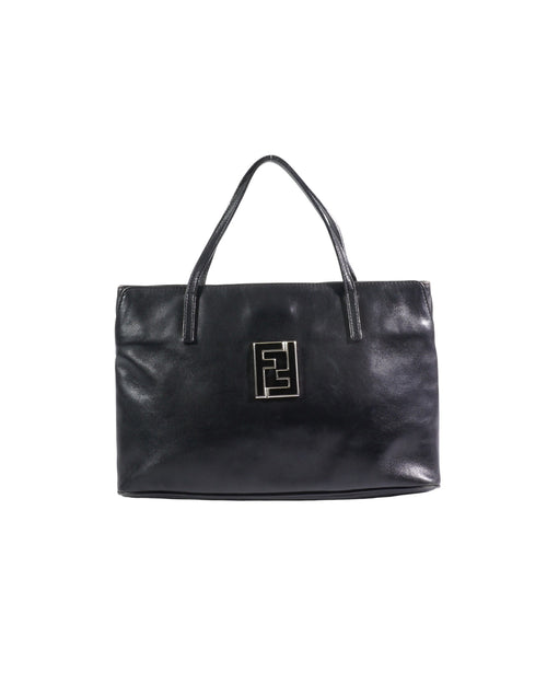 Fendi Black Leather Roll Bag