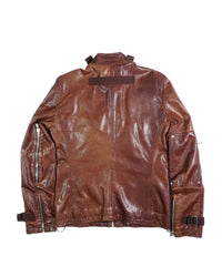 SS2004 Dolce &amp; Gabbana Brown Leather Biker Jacket
