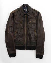 D&g Leather Jacket Brown