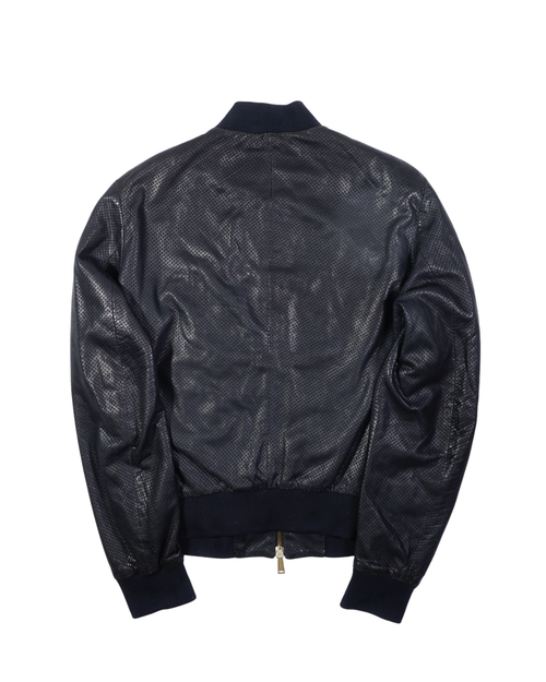2000's Dsquared2 Perforated Leather Jacket Navy