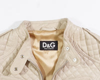 2000's Dolce & Gabbana Quilted Leather Jacket Cream