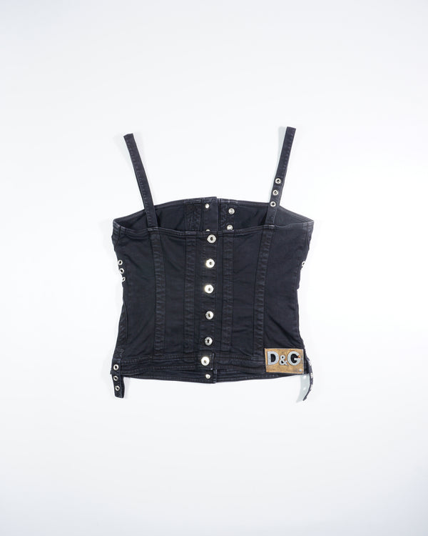 2000's Dolce &amp; Gabbana Black Denim Corset