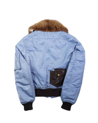 AW2004 Dsquared2 Runway Light Blue Nylon Fur Bomber Jacket
