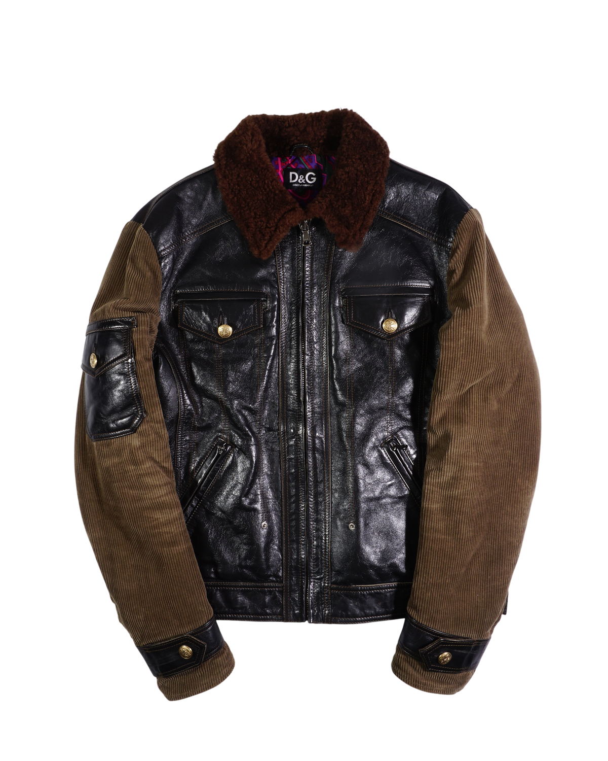 2000's Dolce & Gabbana Leather Corduroy Jacket