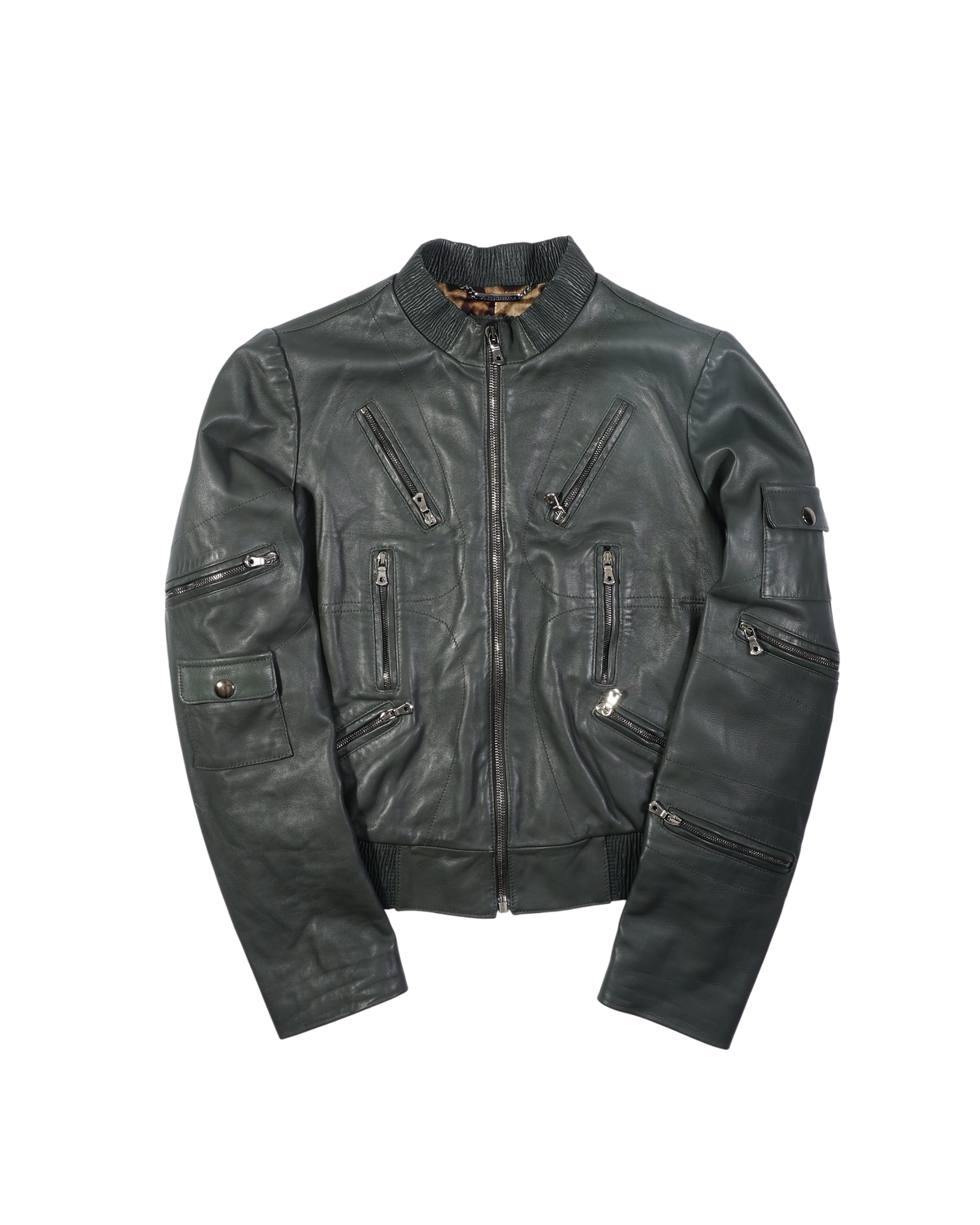 2000's Dolce & Gabbana Multizip Leather Jacket Green