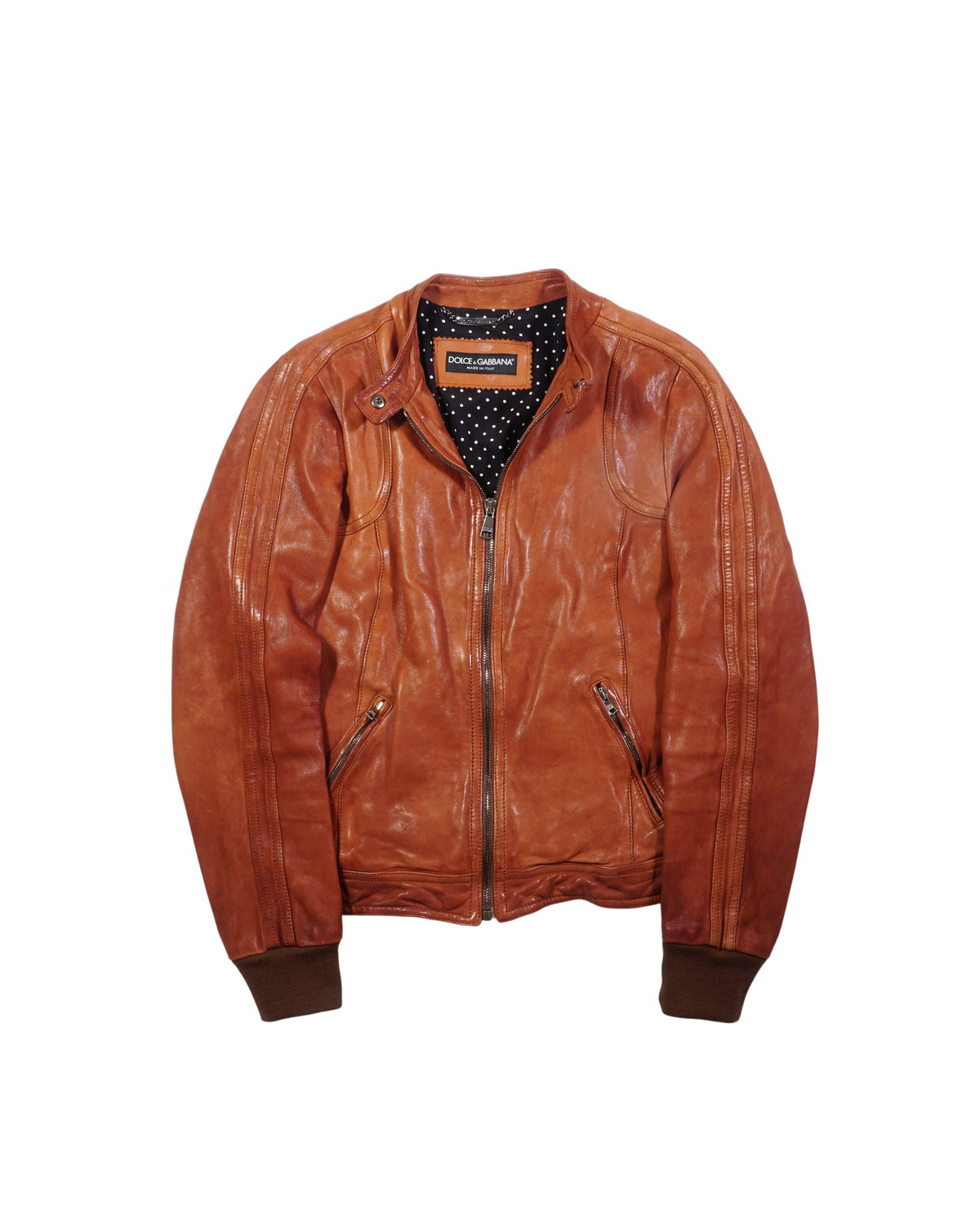 2000's Dolce & Gabbana Cognac Leather Jacket