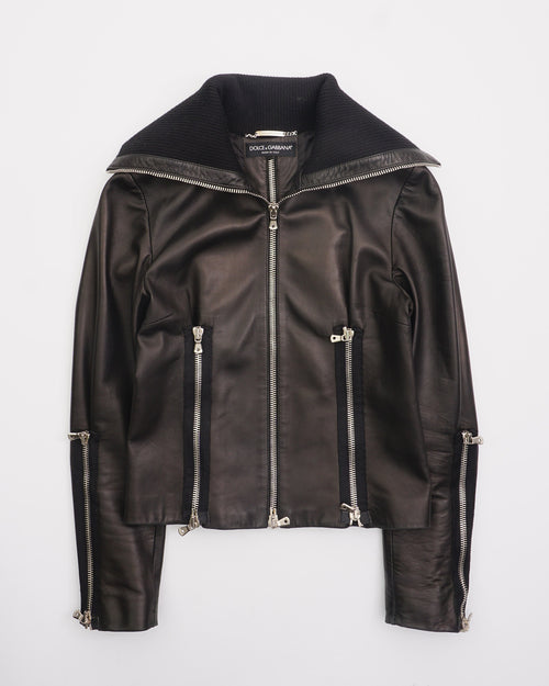 AW2003 Dolce & Gabbana Leather Jacket Black
