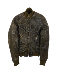 2000's Dsquared Hooded Leather Jacket Green