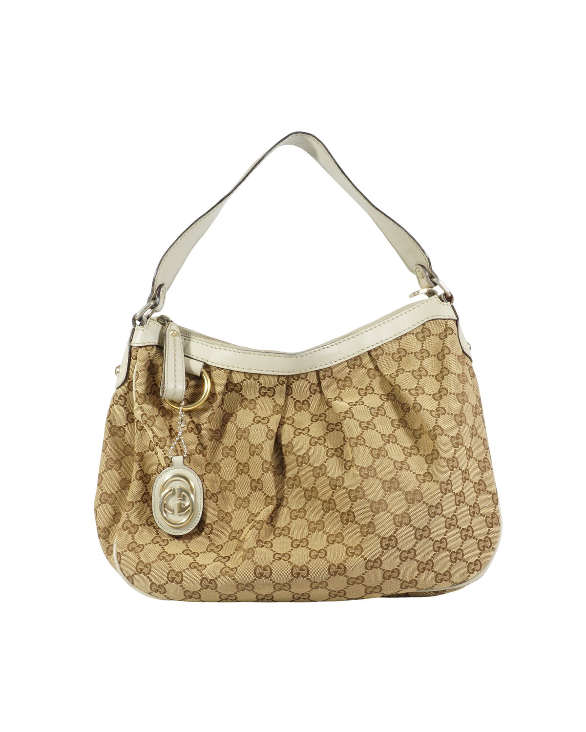 Gucci Canvas Half Moon Beige Bag