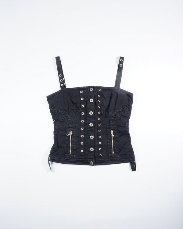 2000's Dolce &amp; Gabbana Black Denim Corset