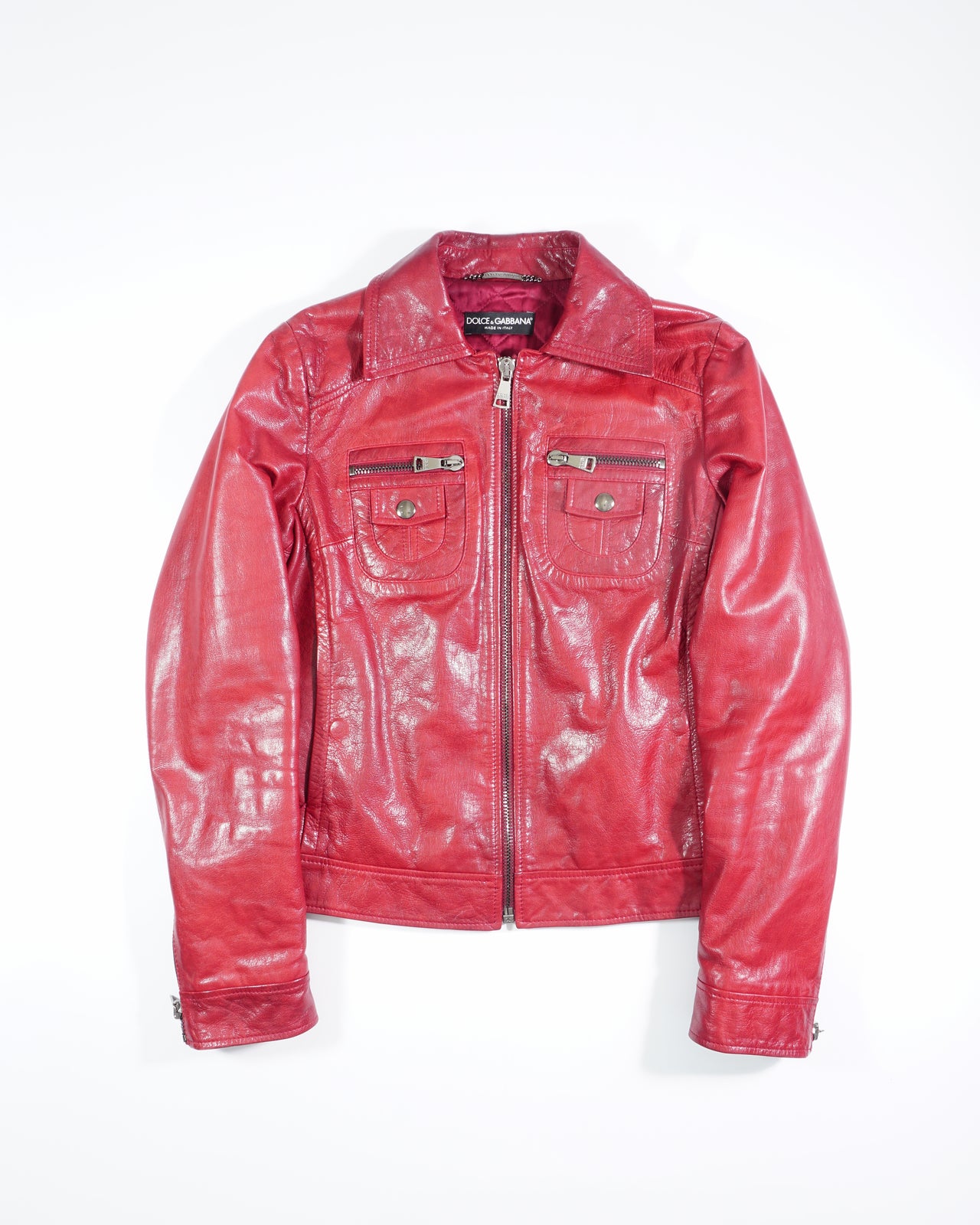 2000's Dolce & Gabbana Red Leather Jacket