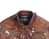 SS2004 Dolce &amp; Gabbana Brown Leather Biker Jacket