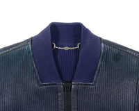 SS2010 Gucci Blue Ribbed Leather Jacket