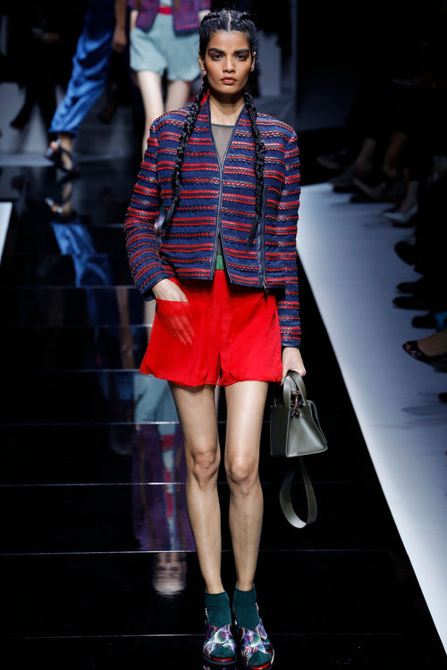 SS2017 Emporio Armani Leather Jacket Red/Navy - Amsterdam Vintage Clothing | AVC