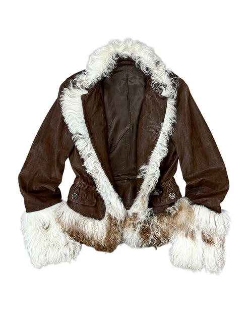 Burberry Shearling Trim Brown Lambskin Jacket
