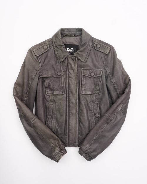 2000's Dolce & Gabbana Leather Jacket Gray