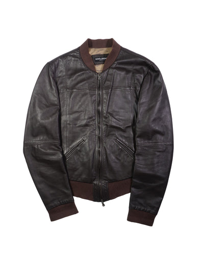 2000's Dolce & Gabbana Brown Leather Bomber