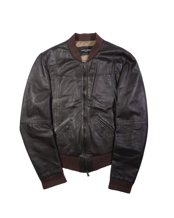 2000's Dolce & Gabbana Brown Leather Bomber