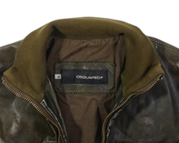 2000's Dsquared Hooded Leather Jacket Green