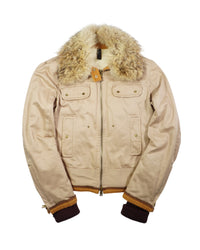 AW2002 Dsquared2 Runway Beige Fur Collar Jacket
