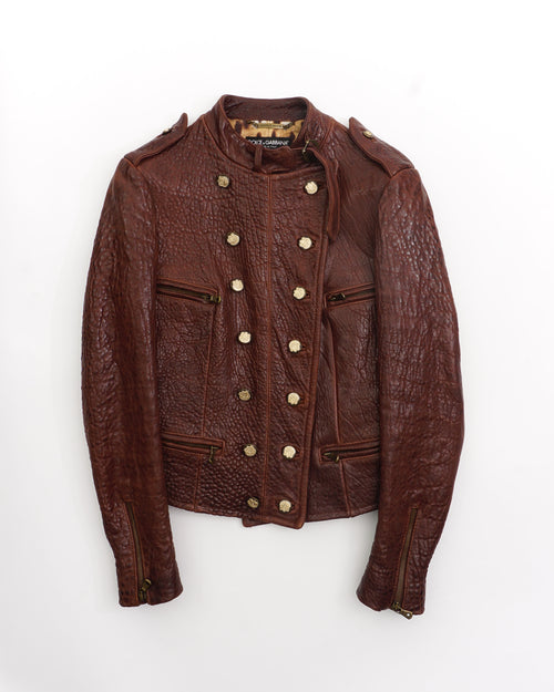 AW2006 Dolce & Gabbana Leather Jacket Brown