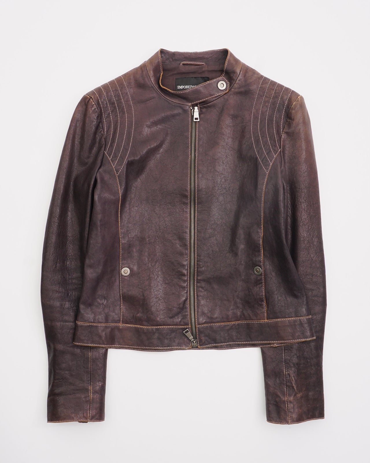 2000's Emporio Armani Leather Jacket Brown