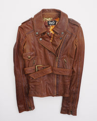 Dolce & Gabbana Leather Jacket Brown
