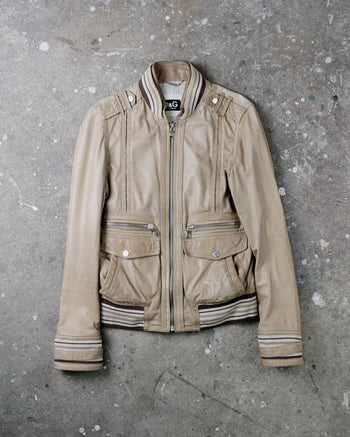 Dolce & Gabbana Leather Jacket Beige