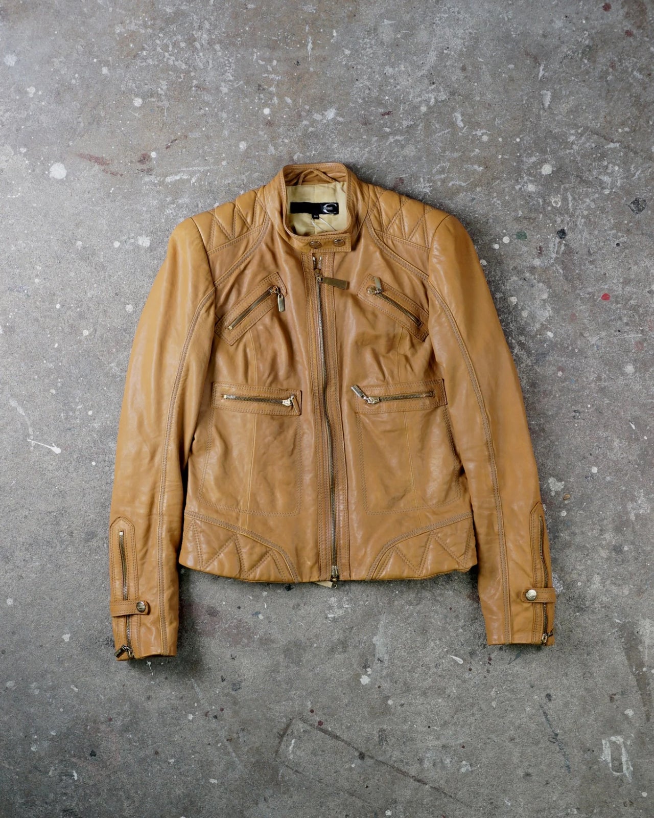 Cavalli Leather Jacket Brown