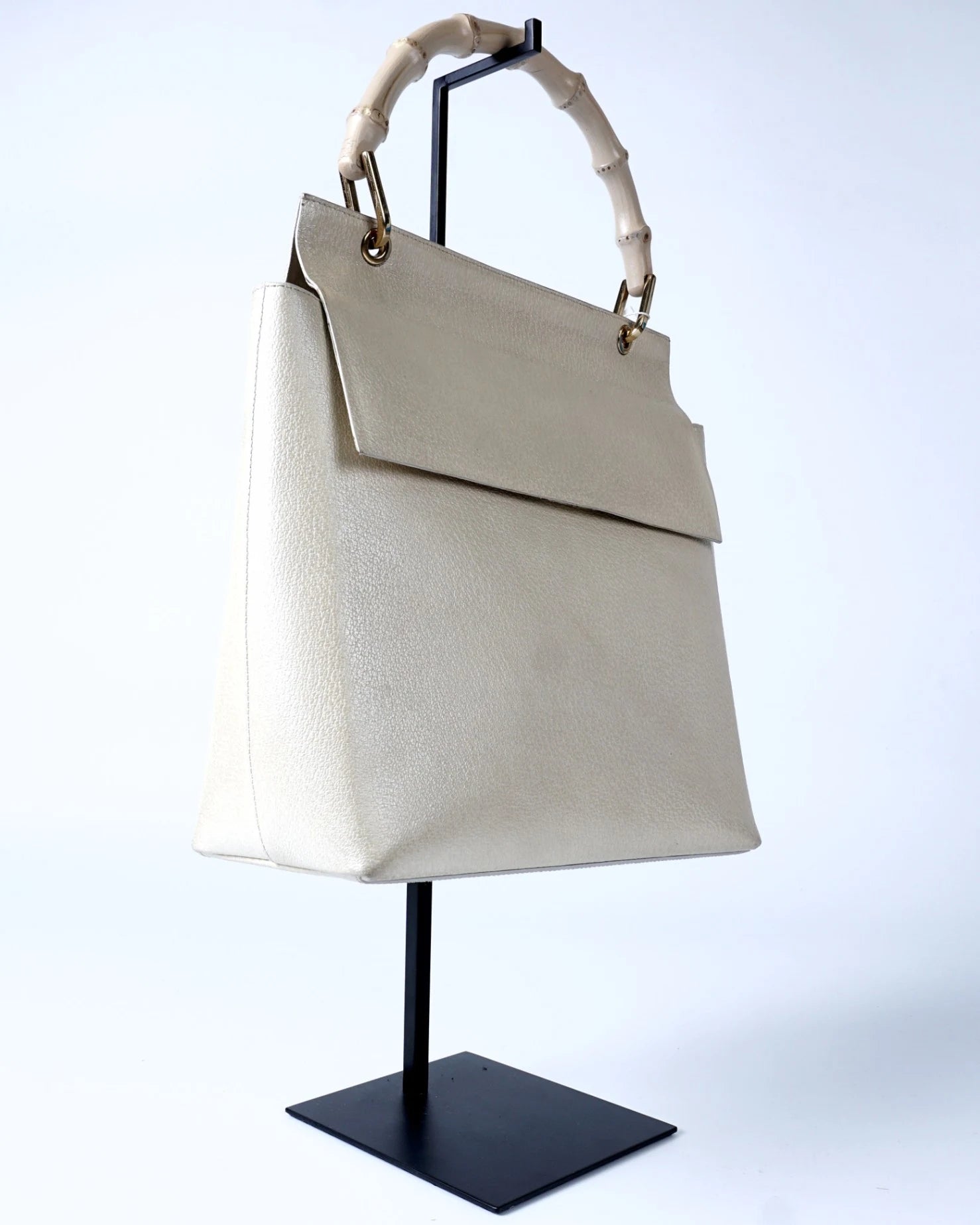 Gucci Gucci Bamboo White Leather Bag Beige