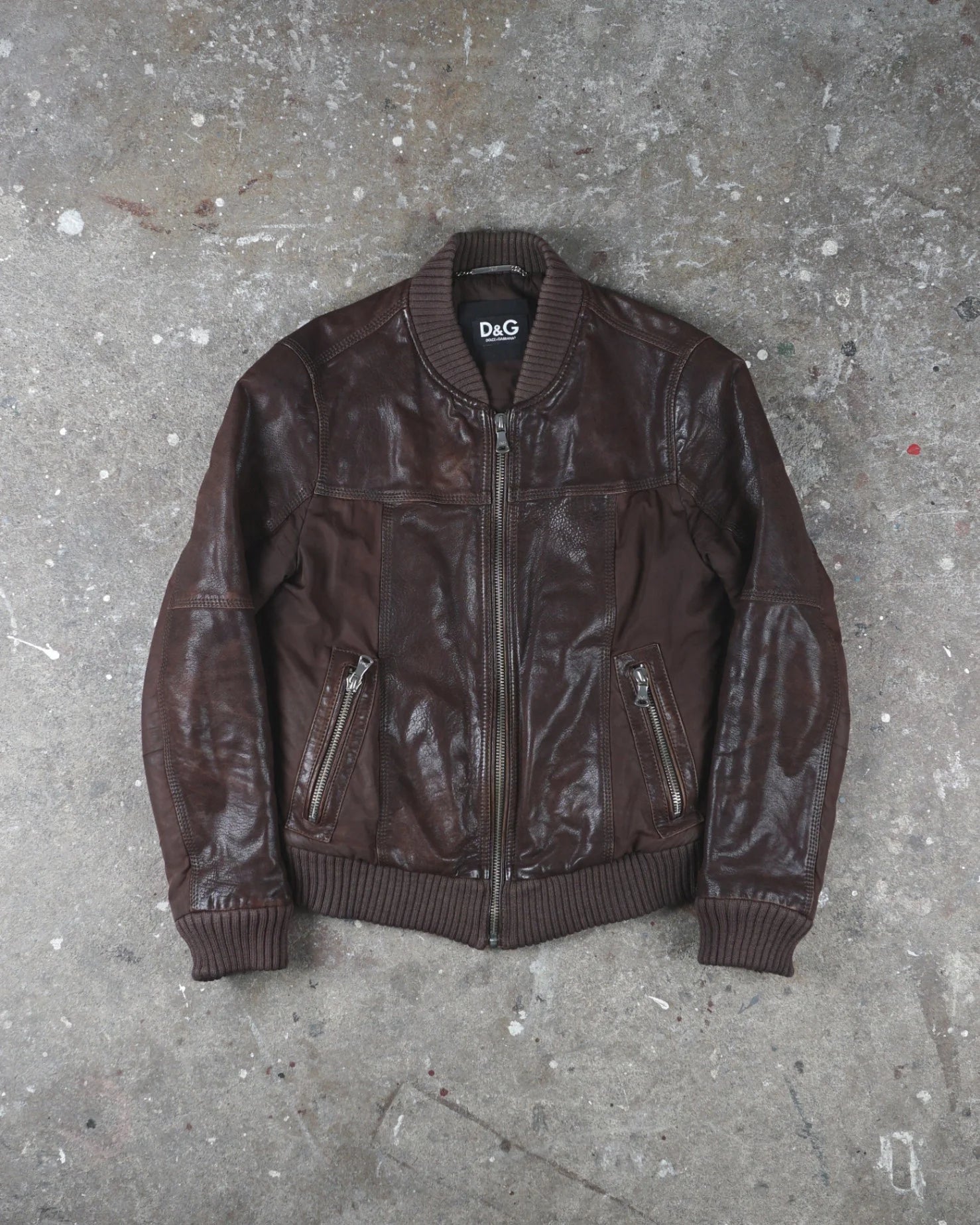 Dolce & Gabbana Leather Jacket Brown