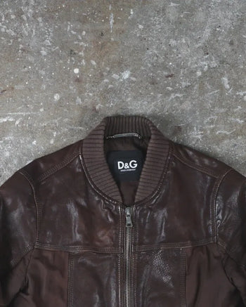 Dolce & Gabbana Leather Jacket Brown