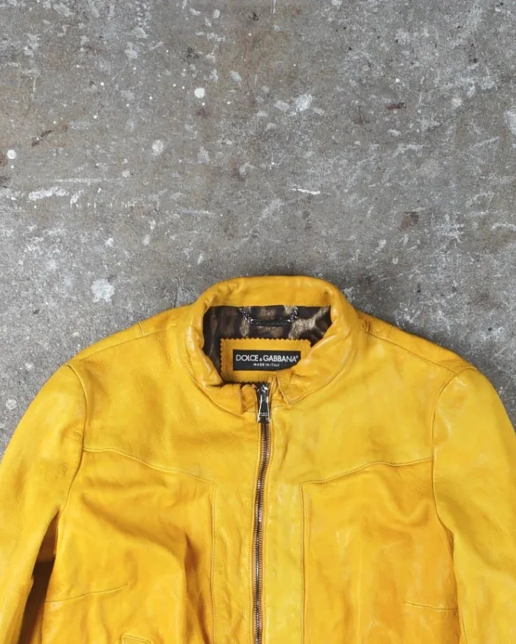 dolce & gabbana Leather jacket Yellow