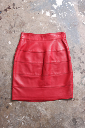 VERSACE SKIRT RED LEATHER - Amsterdam Vintage Clothing | AVC