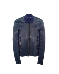 SS2010 Gucci Blue Ribbed Leather Jacket