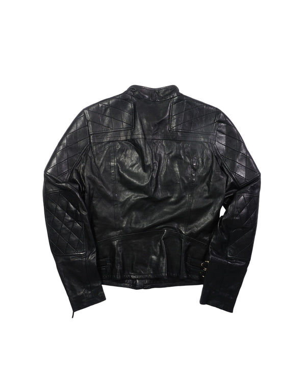 2000's Gucci Asymmetrical Black Leather Jacket