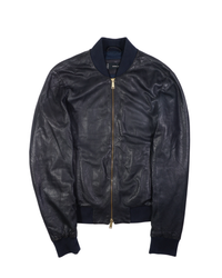 2000's Dsquared2 Perforated Leather Jacket Navy