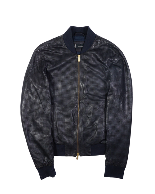 2000's Dsquared2 Perforated Leather Jacket Navy