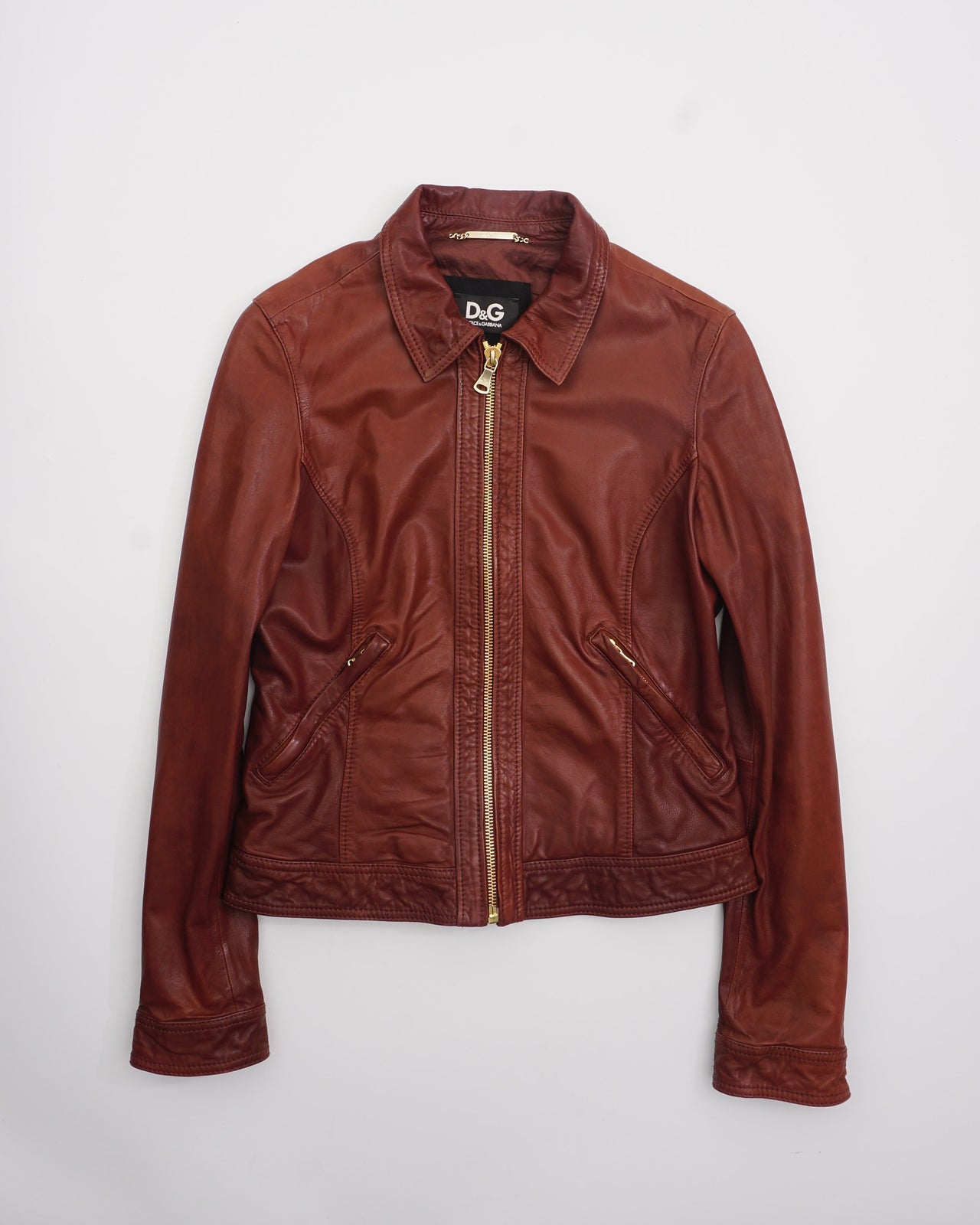Dolce & Gabbana Leather Jacket Brown