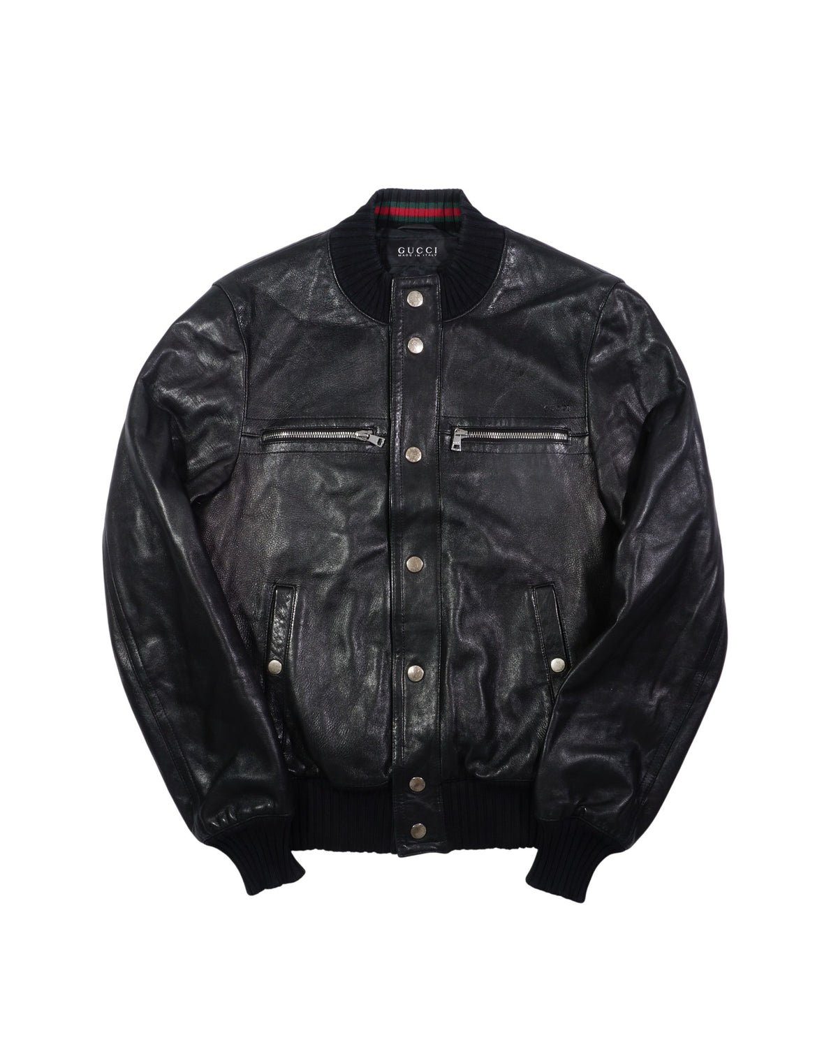 2000's Gucci Buttoned Black Leather Jacket