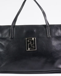 Fendi Black Leather Roll Bag