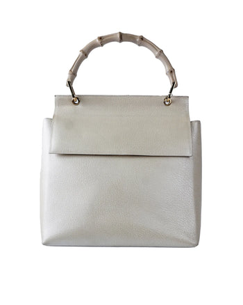 Gucci Gucci Bamboo White Leather Bag Beige