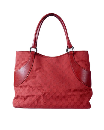 Gucci GG Canvas Hand Bag Leather Red