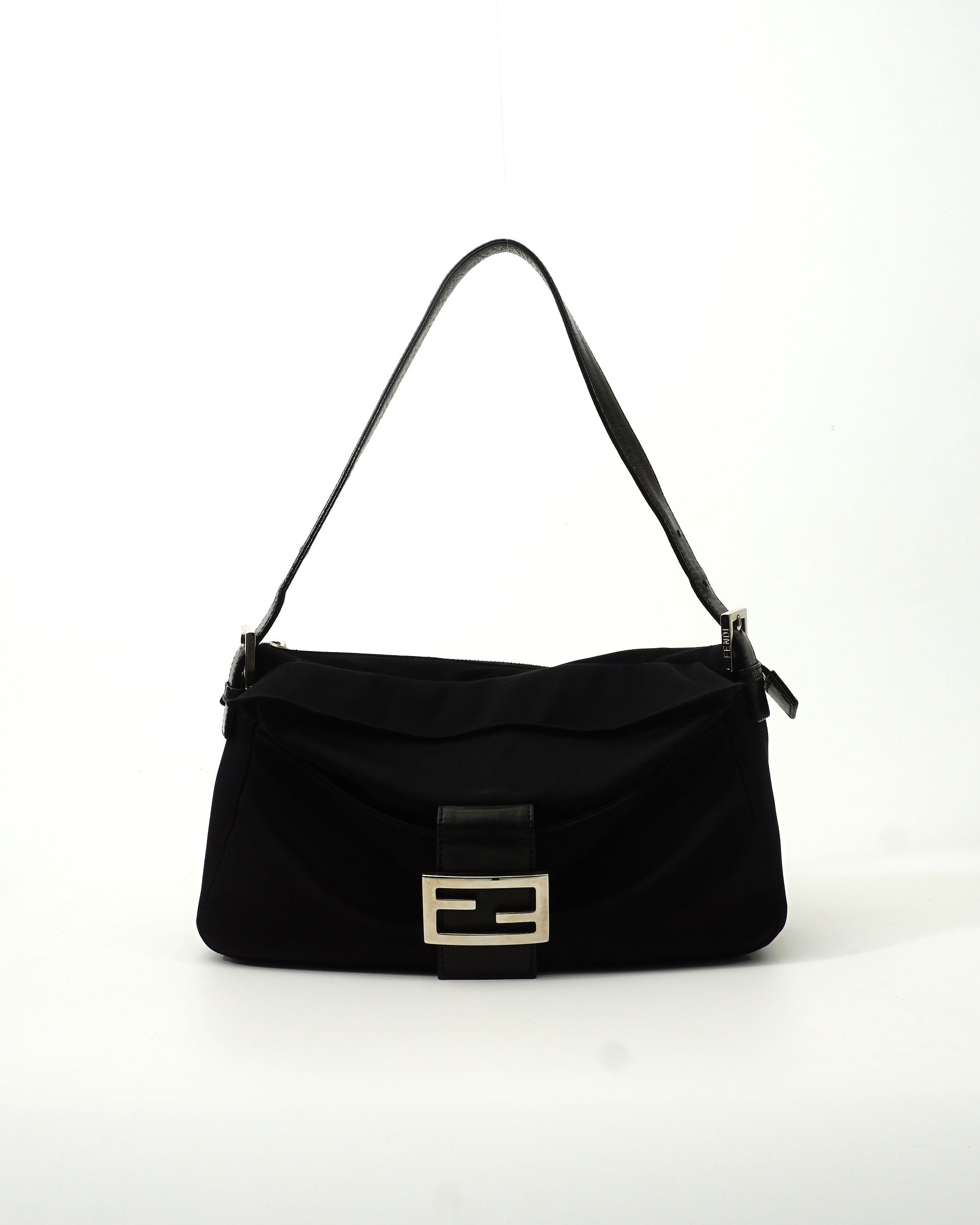 Fendi Baguette Black Satin Bag
