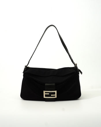 Fendi Baguette Black Satin Bag