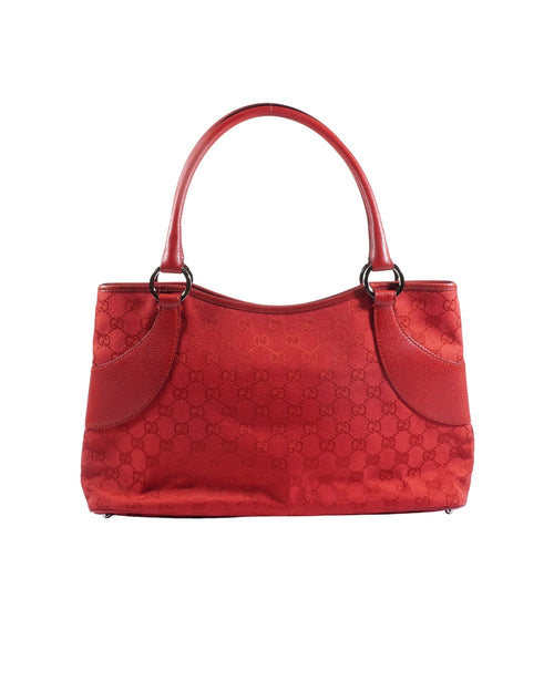 Gucci Red Leather Monogram Canvas Bag