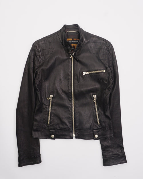 2000's Dolce & Gabbana Leather Jacket Black